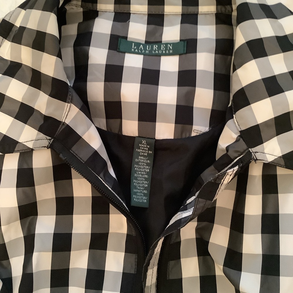 Ralph Lauren Black&White Plaid Check Windbreaker Jacket Size XL - Picture 6 of 9